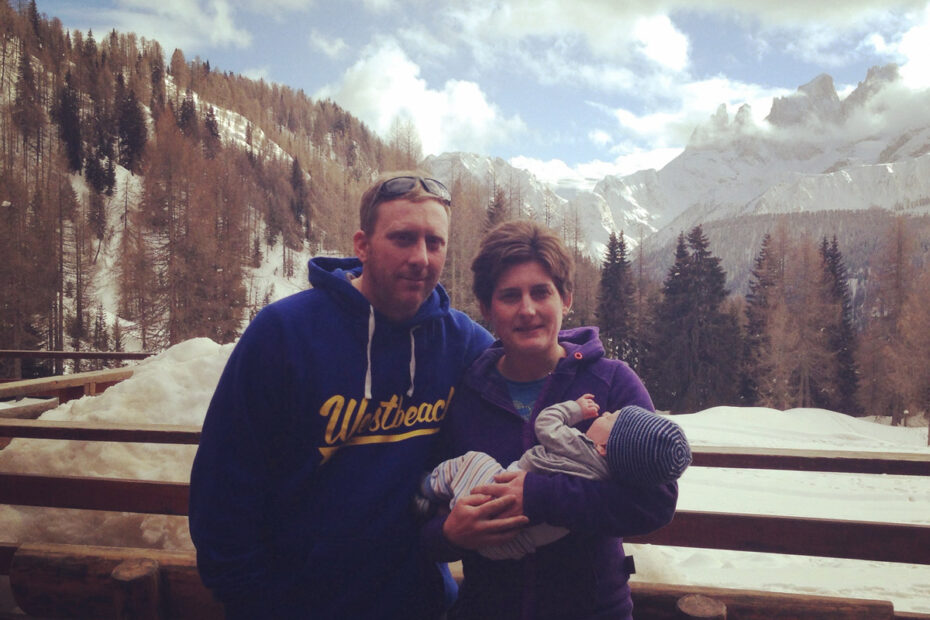 Family with baby in the mountains