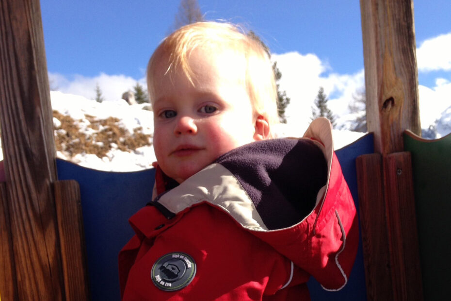 Toddler in the mountains